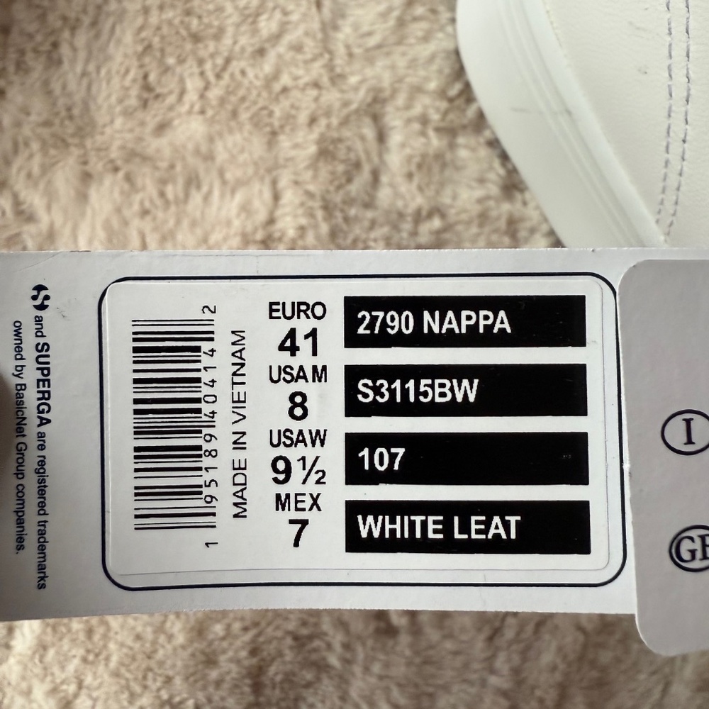 SUPERGA 2790 Platform Sneakers - White Leather - 41/9.5 - Picture 6 of 6